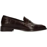 Manfield Bruine leren croco loafers | Maat 40