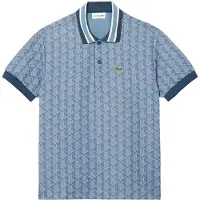 Lacoste Polohemd voor heren met monogram in jacquard (Blauw)