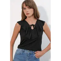 Big Dart Dames Effen Gebreide Korte Blouse Met Knop Vooraan