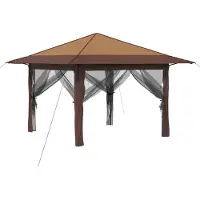 vidaXL Gazebo met 4 zijwanden, 3,3 x 3,3 m, beige en bruin