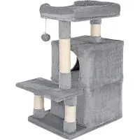 Famanu kattenboom - donkergrijs met hangmat en kattenhuis