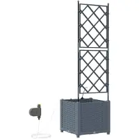 vidaXL Plantenbak 2 st Lichtgrijs 40 x 40 x 142 cm PP
