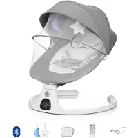 Heppie Babie HeppieBabie Elektrische Wipstoel - Muziek en Swing Opties - 5 Punts Gordel - Babyschommel- Schommelstoel - Baby Swing - Met Ebook
