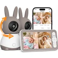 IeGeek Wifi Babyfoon Met 2 Camera's - Baby Monitor - Babyfoon met 5 inch scherm - Ultra HD 2K Resolutie - Op Afstand Bestuurbaar - Slaapliedjes