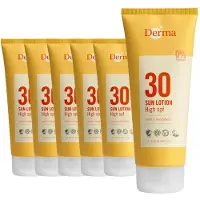 Derma Sun - Zonnebrand SPF30 6 x 200 ml - Waterbestendig - UVA en UVB Bescherming - Parfumvrij - AllergyCertified - met Aloe Vera, Glycerine en Vitamine E