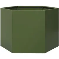 vidaXL Plantenbak zeshoek 69x60x45 cm staal olijfgroen