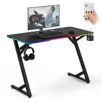 Sense7 VOLT - Gaming Bureau - 120x60cm - RGB LED & Afstandsbediening - Computertafel - Zwart Carbon