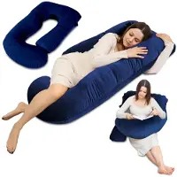 Totsy Baby Zwangerschapskussen XXL 180 cm omhullend – body pillow omsluit het hele lichaam voor zwangeren hoes van velours wasbaar – OEKO-TEX gecertificeerd Donkerblauw