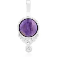 Cavill - Zilveren hanger met 1,79 ct Charoiet & 0,09 ct Zirkonia - 925 Sterling zilver rhodium - Elegant bloemrijk dames sieraad