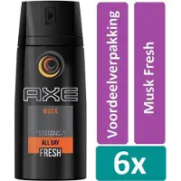 Axe Deodorant Spray 150 ml Musk Fresh 6 stuks Voordeelverpakking