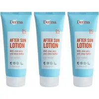 Derma After Sun Lotion 3 x 200 ml - Aftersun met Aloe Vera, Shea Butter en Glycerine - Parfumvrij - AllergyCertified