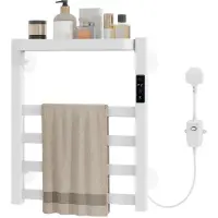 Puluomis Elektrische handdoekradiator met timerthermostaat, handdoekdroger, handdoekwarmer, 395 x 470 mm, badradiator, handdoekhouder, 72W, wit