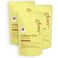 Glow25 Collagen Lemon [3x450g] | met vitamine C, zink en biotine | peptiden type 1 en 3 | citroensmaak | voeg toe aan water