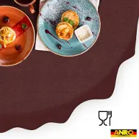 ANRO Tafelkleed Effen linnenlook Rood Ovaal 220x140cm Rechte rand Afwasbaar Waterafstotend