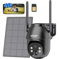 IeGeek Beveiligingscamera 4G LTE - Simkaart - Outdoor Zonne - 2K 3MP - 360° Draadloze Bewaking - Camerabewaking met Nachtzicht - IP66 Waterdichte Buitencamera - PIR-Detectie - Tweeweg Audio