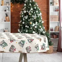 ANRO Tafelkleed Kerstman Groen Ovaal 200x140cm Met sierband Afwasbaar Waterafstotend Binnen & Buiten