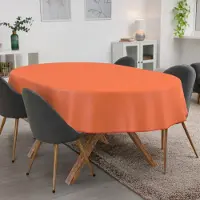 ANRO Tafelkleed Oranje linnenlook Meerkleurig Ovaal 180x140cm Met sierband Afwasbaar Waterafstotend