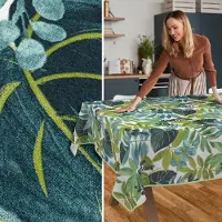 ANRO Tafelkleed Tropische bladeren Groen 200x140cm Met sierband Afwasbaar Waterafstotend