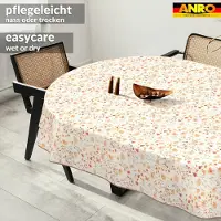 ANRO Tafelkleed Bloemen en bladeren Beige Ovaal 240x140cm Met sierband Afwasbaar Waterafstotend