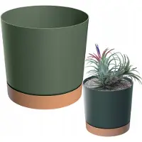 Prosperplast Doniczka Tubo PM Eco Wood 40cm Groen met Houten Schotel