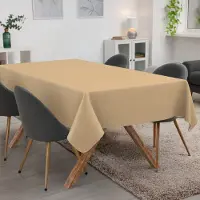 ANRO Tafelkleed Effen linnenlook Beige 180x140cm Met sierband Afwasbaar Waterafstotend