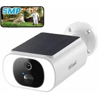IeGeek 5 MP bewakingscamera - 5000 mAh-Accu - Draadloze Buitencamera met Ingebouwd Zonnepaneel van 6 W - AI-herkenning van personen en voertuigen