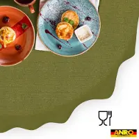 ANRO Tafelkleed Olijfgroen linnenlook Ovaal 280x140cm Rechte rand Afwasbaar Waterafstotend