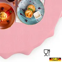 ANRO Tafelkleed Effen linnenlook Roze Rond Ø100cm Rechte rand Afwasbaar Waterafstotend