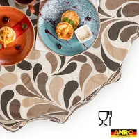 ANRO Tafelkleed Beige druppels Rond Ø100cm Rechte rand Afwasbaar Waterafstotend Binnen & Buiten