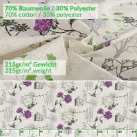 ANRO Tafelkleed Hortensia's Paars Ovaal 180x140cm Met sierband Afwasbaar Waterafstotend