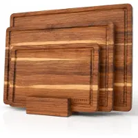 Organess 4-Delige Snijplankenset (38x25.3 / 30.5x20 / 23x15.2 cm en blok) - Voor Keuken, Snijplanken, Serveerplank, Kaasplank, Borrelplank en Tapasplank - Snijplank Acacia Hout