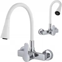 Gamma Wandkraan Keuken Flex Wit/Chroom 2-Functies Zwenkbaar