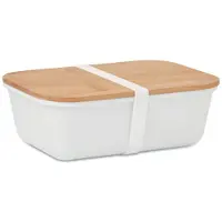 Midocean Lunchbox van PP kunststof met bamboe deksel. Wit 1500ML