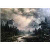 WALLARENA - Fotobehang - 400x280 cm - bergen, bos, wolken en weg voor woonkamer en slaapkamer