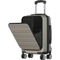 TRVLMORE Reiskoffer - 54x37x23 cm - Met Voorvak - 44L - TSA-slot - 4 Wielen - Champagne