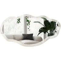 Wallfluent Neutraal Marmer Spiegel - Beige Moderne Rechthoekige Wandspiegel - Organische Spiegel - Badkamer, Slaapkamer, Woonkamer - Klassiek - 45x90 cm - Totale afmeting 52x97 cm