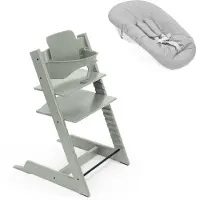 Stokke Tripp Trapp meegroeiende baby- en kinderstoel (Glacier Green) met Baby Set2 (Glacier Green) en Newborn Set (Grijs)