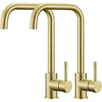 CECIPA MAX Keukenkraan - 2 stuks - 360° Draaibare keukenkraan - L-vormig Keukenmengkraan - Waterbesparende Keuken Kraan - Goud
