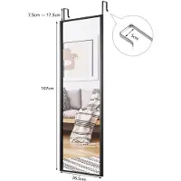 Costway SureDeal - Wandspiegel - Groot - Hoogte Verstelbare Ophanghaken - 107x36,5 cm - Zwart