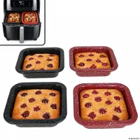 MamboCat Set van 4 CINA Mini-bakvormpjes, vierkant, Ø 12,3 cm, 2x zwart & 2x rood, van staal – 170492730