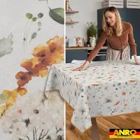 ANRO Tafelkleed Fijne bloemen Groen 220x140cm Met sierband Afwasbaar Waterafstotend Binnen & Buiten