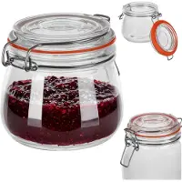 Kadax inmaakpot 500 ml met beugelsluiting, luchtdichte voorraadpot met rubberen afdichting en deksel, glazen fermentatiepot, beugelsluitingpot voor overnight oats