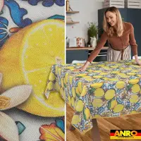 ANRO Tafelkleed Citroenen en tegels Meerkleurig 180x140cm Met sierband Afwasbaar Waterafstotend