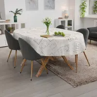ANRO Tafelkleed Vintage menu Meerkleurig Ovaal 160x140cm Met sierband Afwasbaar Waterafstotend