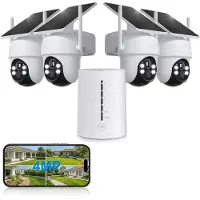 Avylet Set van 4 camera's met HomeBase zonnepaneel - Wifi - Beveiligingscamera'svoor Buiten 4MP set - Beveiliging voor thuis - Draadloos - Beveiligingscamera's set - veiligheid - bewaking