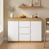 MODFU - Dressoir - 3 Lades - 2 Deuren - Wit Eiken - Slaapkamer Woonkamer