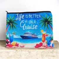 Home Stoffen Toilettas Life Is Better On A Cruise met rits (make-uptasje, etui of reisetui ) 25.5 x 20 cm