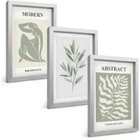 Tulup 4-Delige Schilderij Set - Matisse Design Aquarel Boho Planten - 20 x 30 cm - Muurdecoratie - Wanddecoratie - Hal - Interieur Decoratie