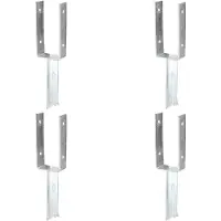 Alberts 4 x U-paaldrager mit betonanker aus T-Eisen, 91x200 mm, thermisch verzinkt, voor inbetonneren, betonanker 200 mm