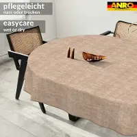 ANRO Tafelkleed Effen linnenlook Meerkleurig Ovaal 200x140cm Met sierband Afwasbaar Waterafstotend